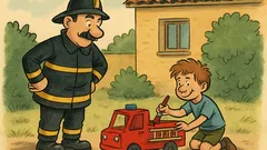 Ανέκδοτο: Ένας πυροσβέστης κοιτάει πιτσιρικά στην αυλή