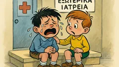 Ανέκδοτο: Δύο παιδάκια έξω απ’ τα εξωτερικά ιατρεία…
