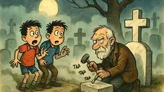 Ανέκδοτο: Δύο πιτσιρικάδες στο νεκροταφείο βράδυ