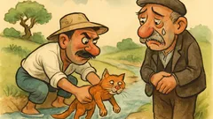 Ανέκδοτο: Ένας χωρικός πλένει γάτα στο ποτάμι