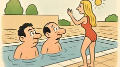 Ανέκδοτο: Δύο άντρες σε πισίνα βλέπουν γκόμενα