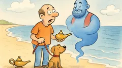 Ανέκδοτο: Περπατάει στην παραλία, βρίσκει ένα λυχνάρι